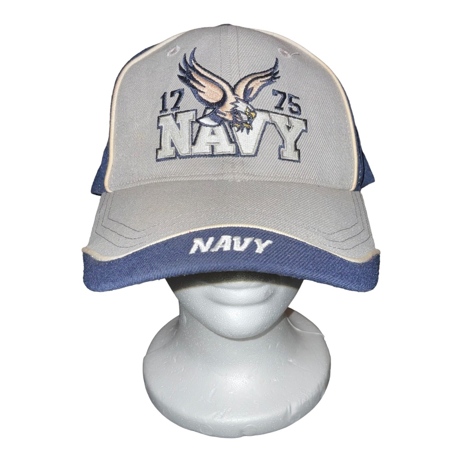 Force Authentic 1775 Navy Hat Cap Embroidered Logo Blue And Gray Adjustable